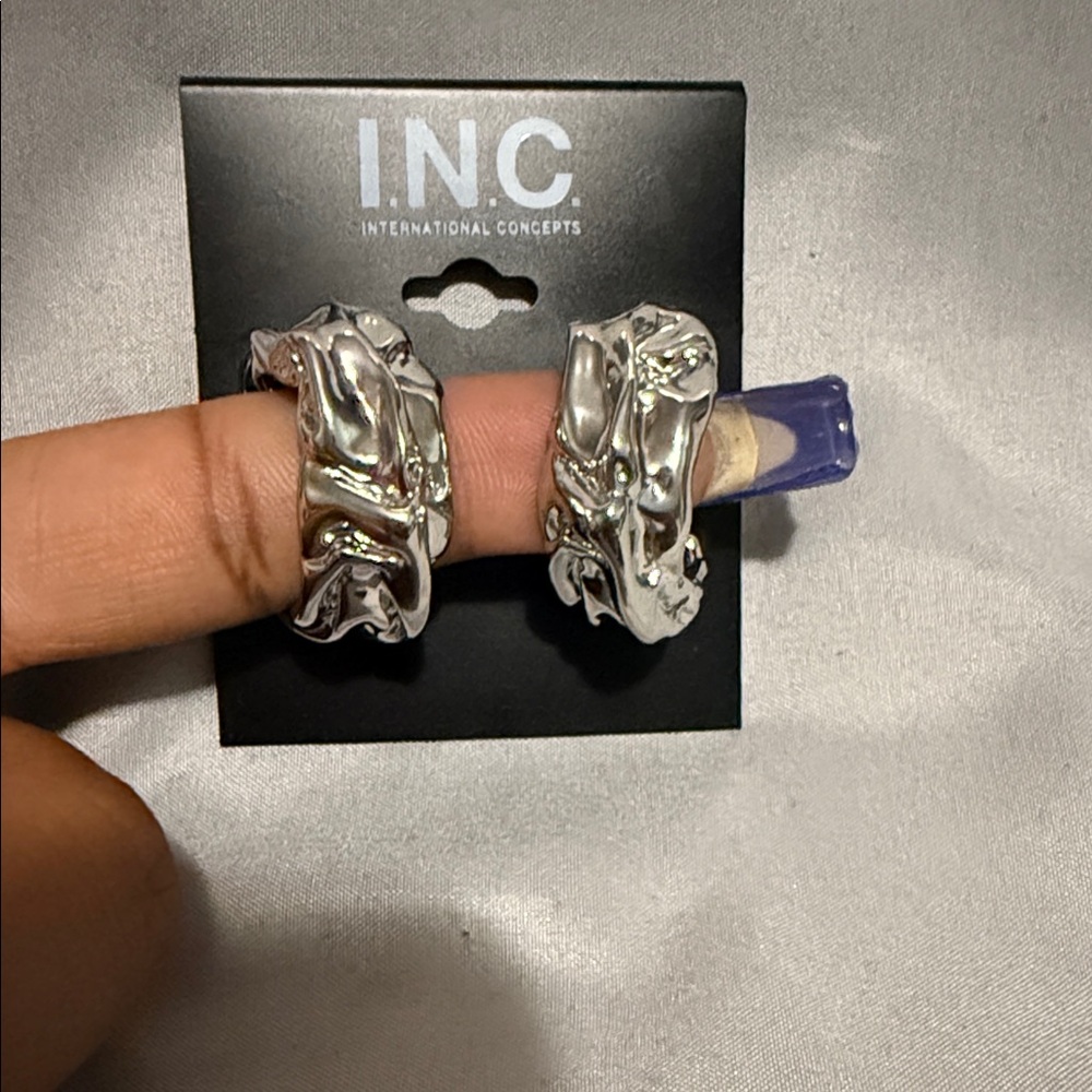 INC International Concepts Textured Silver Earrings